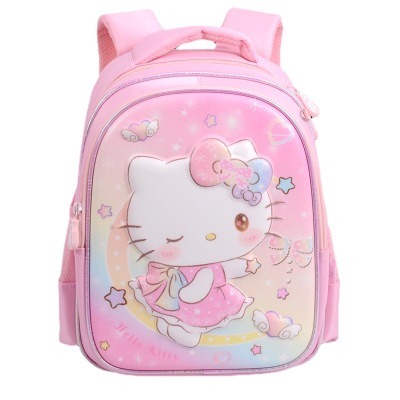 Hellokitty Girls' Spine Protection Schoolbag School Bag Cute 2-6 Years Old Small Double Backpack Wholesale