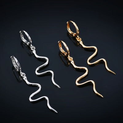 Meiyu Cross-Border Sold Jewelry Wholesale Summer Fresh Snake-Shaped Metal Earrings Special-Shaped European and American Popular Earrings Jewelry for Women