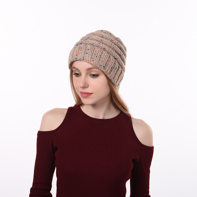 2021 European and American New Reverse Mouth Point Yarn Knitted Hat Outdoor Travel Warm Hat Fashion All-Matching Knitted Hat Wholesale