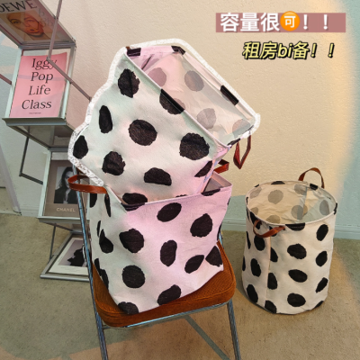 New Creative Polka Plaid Black and White Laundry Basket Dormitory Home Storage Basket Foldable Large Capacity Buggy Bag