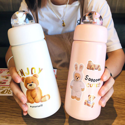 Good-looking Landscape Turn Vacuum Cup Gift Customization Large-Capacity Water Cup Women's Portable Handle Cartoon Cute Pattern