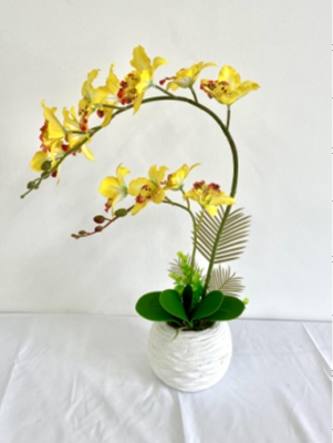 2021 New Simulation Phalaenopsis Potted Fake Flower Bonsai Factory Direct Sales Decoration Stall Supply Fake Flower