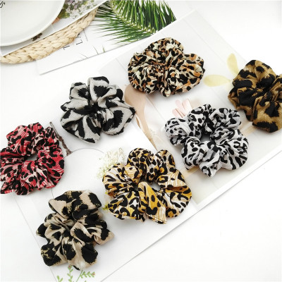 Cross-Border European and American Leopard Print Spot Large Intestine Ring Hair Band Women's Hair Accessories Plate Hair Tie Ponytail Women's Hair Rope Hair Rope Wholesale