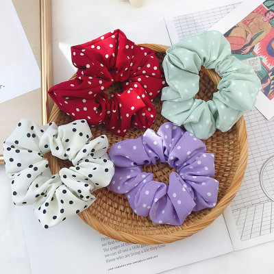 INS Girls' Hair Accessories Sweet All-Matching Floral Dots Large Intestine Ring Hair Rope Elegant Hair Band Hair Rope Forest Headdress