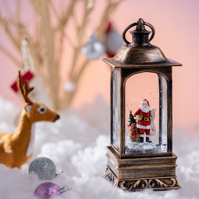 Christmas Decoration Decoration Storm Lantern Santa Snowman Music Box Floating Snowflake Scene Decoration Children's Gift