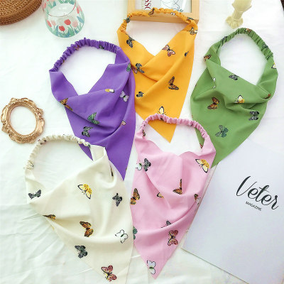 New Amazon Triangular Binder Hair Band Women's Oil Smoke-Proof Floral Headscarf Spring and Summer New Elastic Ribbon Women Bandeau