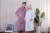 Bathrobe Shower Cap Brocade Velvet Couple Nightgown Coral Velvet Absorbent Bathrobe L:105cm XL:115cm