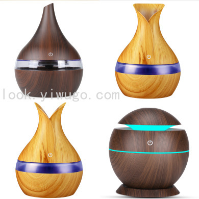 Humidifier Luminous Humidifier Household Mini Small Humidifier Wood Grain Purifier 300ml Aroma Diffuser