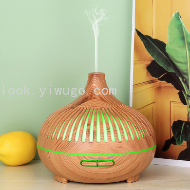 Wood Grain Humidifier Wood Grain Aroma Diffuser 500ml Remote Control Hollow Cross-Border New Arrival 7 Colored Lights