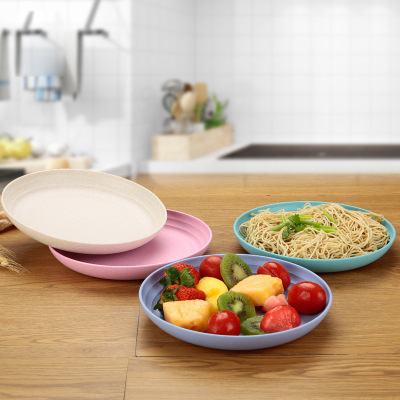 Wheat Straw Plate Household Creative Plate round Breakfast Plate Japanese Dishware