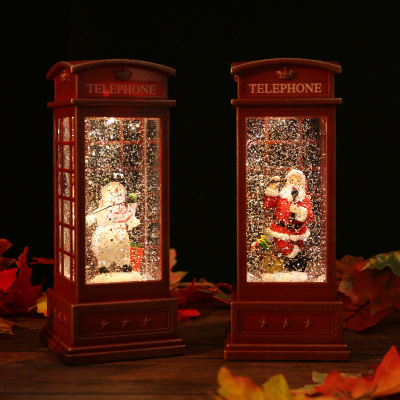 Christmas Telephone Booth Santa Claus Snowman Decorations Snowflake Ornaments Scene Layout Children's Birthday Gifts