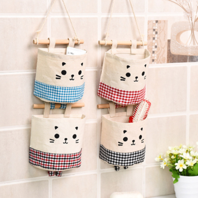 New Cotton and Linen Single Pocket Combination Hanging Storage Bag Wall Hanging Bag Buggy Bag Fabric Debris Storage Bag