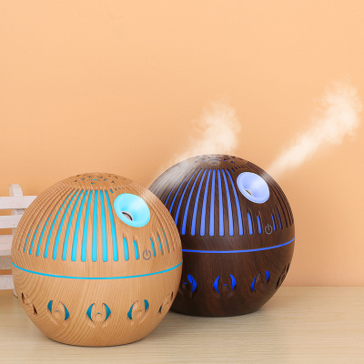 New Wood Grain Humidifier Wood Grain Aroma Diffuser 7 Colored Lights Light Hollow Essential Oil