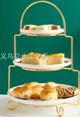 Gao Bo Decorated Home Birthday Party Three-Layer Cake Plate Afternoon Tea Dessert Plate Ceramic Fruit Tray
