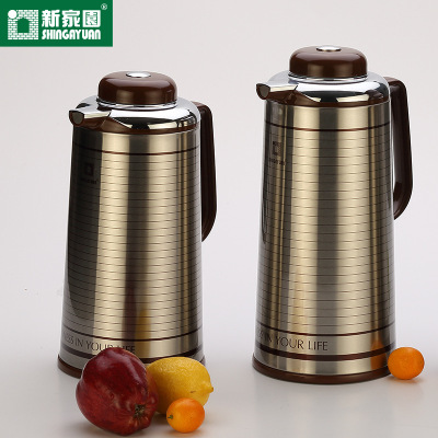 New Home Striped Thermal Pot Household Large Capacity Glass Liner Thermos Bottle Home Office Thermos Flask Vacuum Bottle 1072