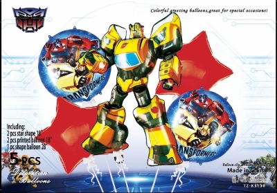 Cartoon Transformers Optimus Prime Megatron Aluminum Foil Balloon Children's Birthday 5-Piece Set Aluminum Film Balloon