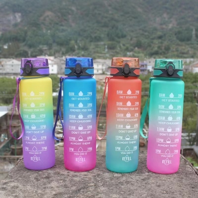 Bounce Cover Straw Style Plastic Cup Amazon Hot Discoloration Cup Sub Sports Bottle Gradient Color Plastic Discoloration Cup
