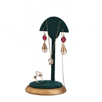 Luxury Jewelry Earrings Display Customized Green Velvet Jewelry Props Necklace Display Jewelry Display Stand