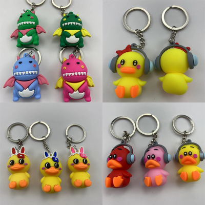 Creative Cartoon Little Duck Little Flying Dragon Keychain Pendant Epoxy Doll Ornaments Car Ring Chain Small Gift Customization