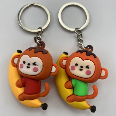 New Cartoon Fruit Doll Monkey Rabbit Bear Keychain Cute Small Gift Car Bag Keychain