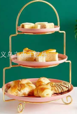 Gao Bo Decorated Home Birthday Party Three-Layer Cake Plate Afternoon Tea Dessert Plate Ceramic Fruit Tray