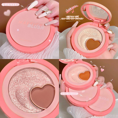 Clear Sweet Milk Peach Two-Tone Blush Natural Nude Makeup Good Complexion Eye Shadow Highlight Makeup Palette Women