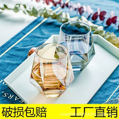 Douyin Online Influencer Same Hexagonal Glass Transparent and Creative Colorful Diamond Cup Whiskey XO Wine Glass