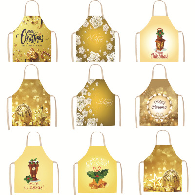 Golden Christmas Series Apron Manufacturers Custom Support Picture Household Waterproof Apron Antifouling Apron