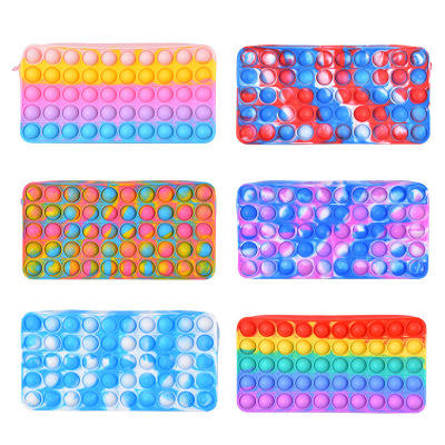 Cross-Border Factory Deratization Pioneer Bag Pencil Case Simple Solid Color Silicone Bubble Music Stationery Storage Bag Pencil Case