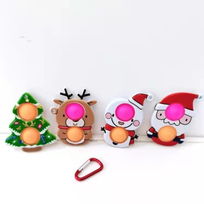 Cross-Border Hot Selling Christmas Rat Killer Pioneer Finger Bubble Music Santa Claus Squeezing Toy Keychain Vent Toy