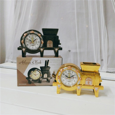 New Retro Windmill Brush Pot-Shaped Alarm Clock Cute Personalized Desktop Children Student Bedside Alarm Clock Creative Small Gift