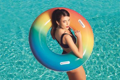 Bestway 36126 Adult Rainbow Handle Swimming Ring Thickened Life Buoy Learn to Swim Equipment