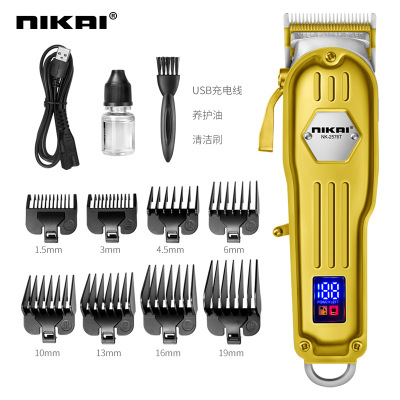 Cross-Border New Arrival LCD Hair Dressing Tool Hair Clipper Professional Engraving Trim All Metal Oil Head Push ..