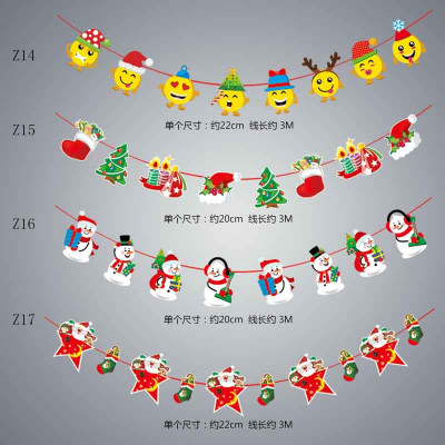 Christmas Hanging Flag Christmas Decorations Scene Layout Banner Party Bunting Cartoon Flag Paper Hanging Flags Wholesale