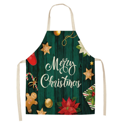 Creative Apron Cotton and Linen Creative Christmas Kitchen Household Oil-Proof Apron Marine Life Drawing Apron