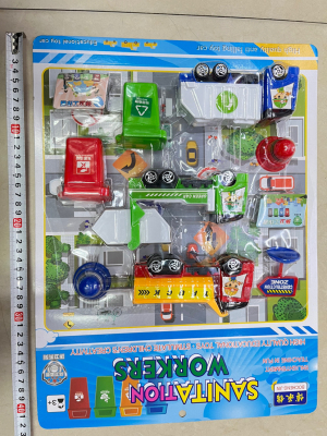 New Children's Sanitation Car Series Toy Set Suction Board Packaging