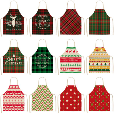 Cartoon Christmas Apron Home Cleaning Dustproof Special Sleeveless Apron Antifouling Halter Apron in Stock Wholesale