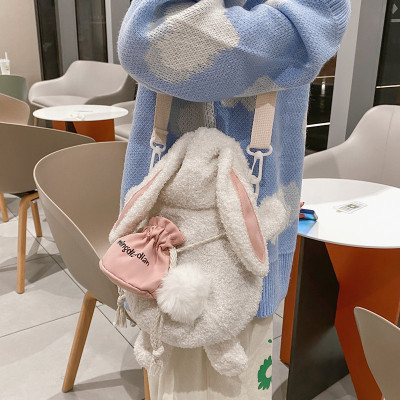 Cute Lamb Wool Bag Female 2021 New Girl Cartoon Rabbit Small Bag Personality Lovely Girl One Shoulder Messenger Bag