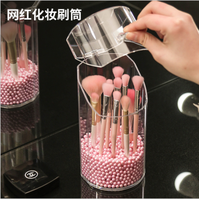 New Arrival Eyebrow Pencil Makeup Brush Desktop Storage Box Cosmetic Pen Holder Brush Dustproof with a Cover Pearl 