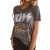 Amazon Cross-Border Foreign Trade Women's Shirt Kiss Letter Print Leopard Print Lip round Neck Short Sleeve T-shirt
