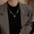 Chessboard Grid Love Pendant Minimalist Hip Hop Titanium Steel Necklace Female Black and White Grid Ins Niche Design Sweater Chain