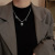 Chessboard Grid Love Pendant Minimalist Hip Hop Titanium Steel Necklace Female Black and White Grid Ins Niche Design Sweater Chain