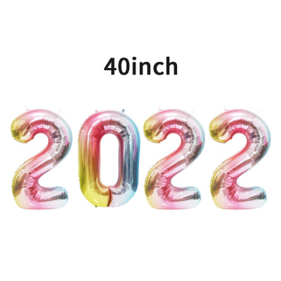 Cross-Border 40-Inch Large Number Shaped Aluminum Foil Balloon Set 2022 New Year's Day Birthday Party Decoration Aluminum Film Balloon
