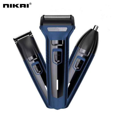 3-in-1 Multifunctional Shaving Kit Nose Hair Trimmer Hair Clipper USB Rechargeable Electric Shaver Nikai Knife 7156
