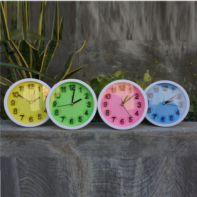Candy Color Clock Dial Three-Dimensional Word Hanging Double-Purpose round Jump Second Daily Necessities