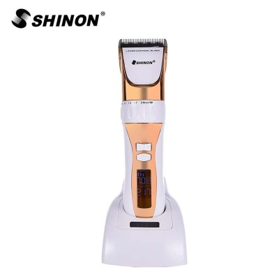 High-End Base Charging Professional Shaving Head Clippers LED LCD Display Lithium Battery Electric Clipper Shinon1930