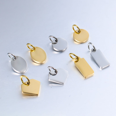 Spot Stainless Steel Necklace Bracelet Connecting Tail Plate Round Oval Rectangular Diamond Shape Tag Tail Pendant