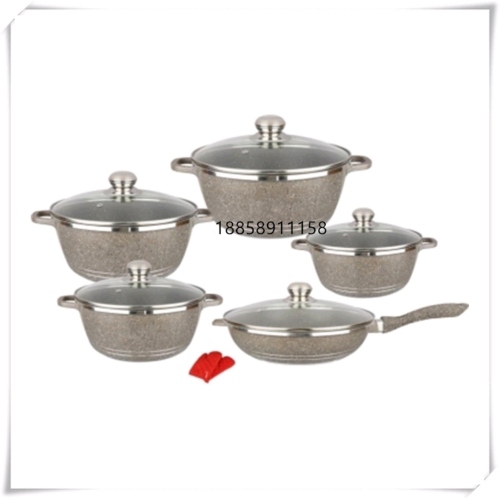 An Aluminum Pot Die-Casting 12-Piece Set Household Medical Stone Pot Set Kitchen Supplies an Aluminum Pot Non-Sti Pan rge Quantity and Excellent Price