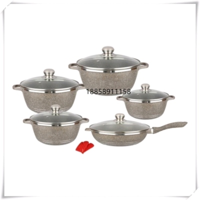 An Aluminum Pot Die-Casting 12-Piece Set Household Medical Stone Pot Set Kitchen Supplies an Aluminum Pot Non-Stick Pan Large Quantity and Excellent Price