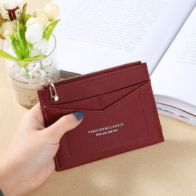 2021 New Korean Style Multifunctional Card Holder Multiple Card Slots Small Wallet Fashion Zipper Coin Purse Men's and Women's Card Holder
